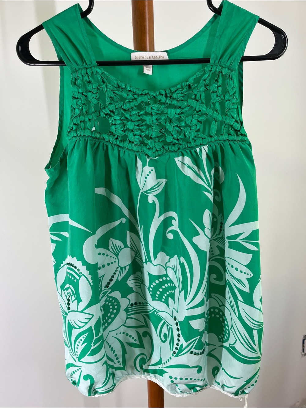 Alfani Emerald Green Floral Smocked Camisole